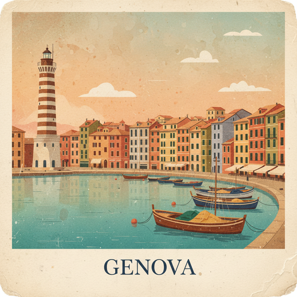 Genova, vista della città dal porto