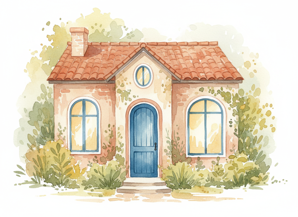 Illustrazione di un Bed and Breakfast o guesthouse per viaggiatori
